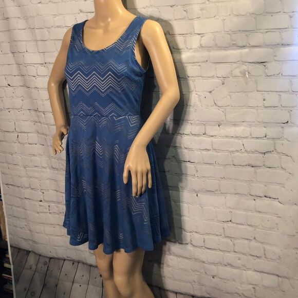 Candie’s Fit & Flare Two Layer A-line Blue Dress Medium M - Picture 4 of 10